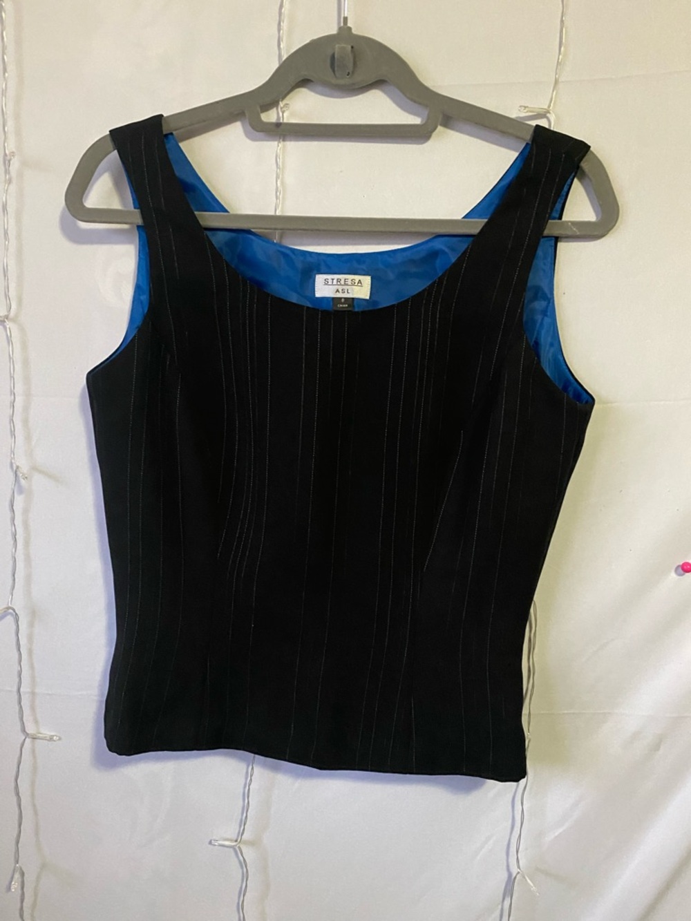 Stresa Black Pinstripe Scoop Neck Tank Top